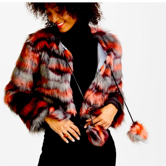 Ramy Brook Krissy Faux Fur Jacket- Large - Picture 1 of 9